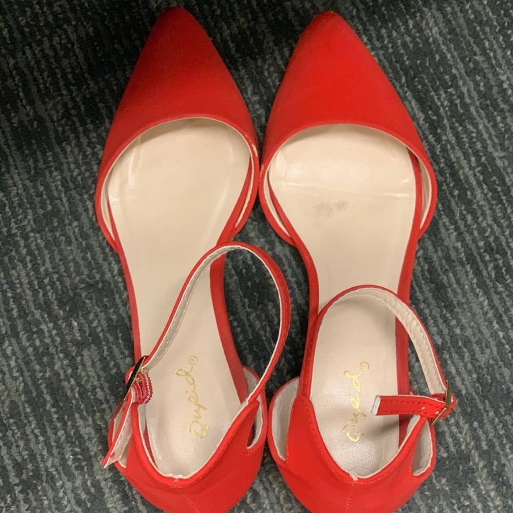 Red suede flats